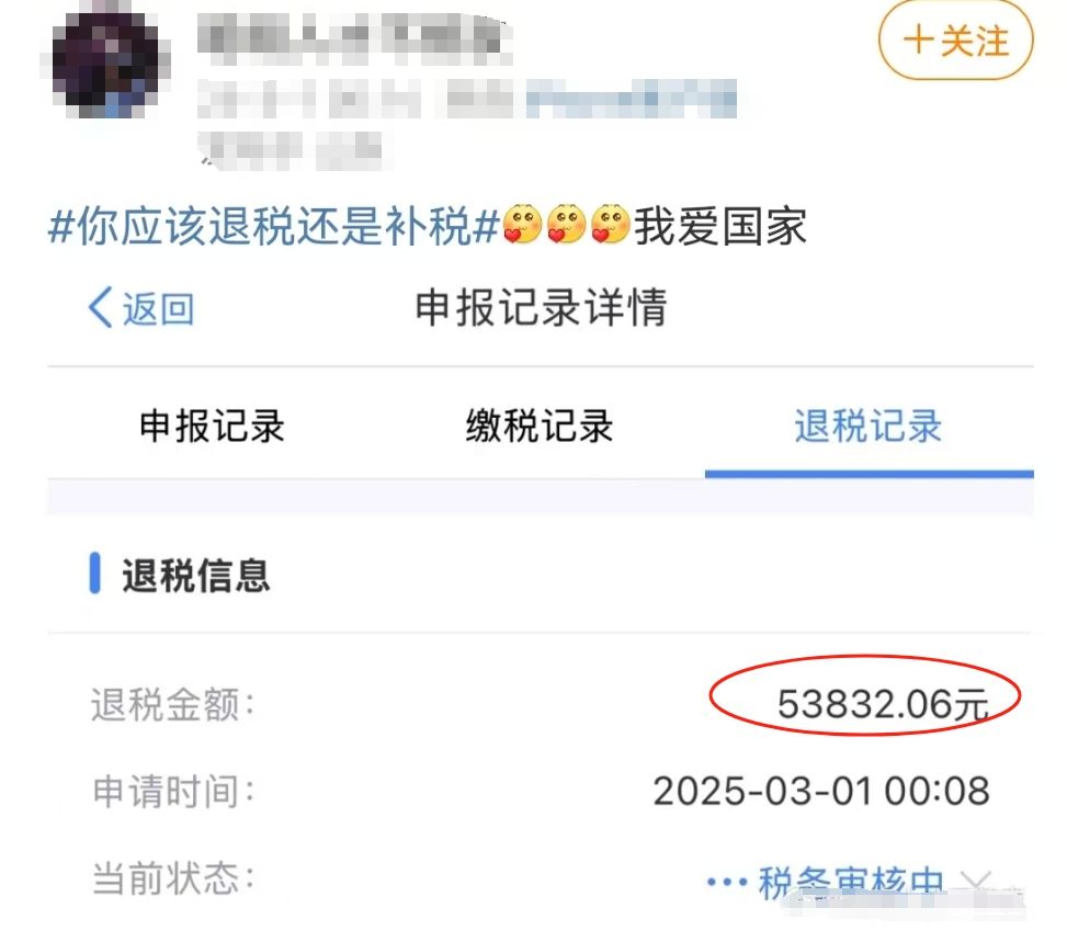 有网友退税超5万